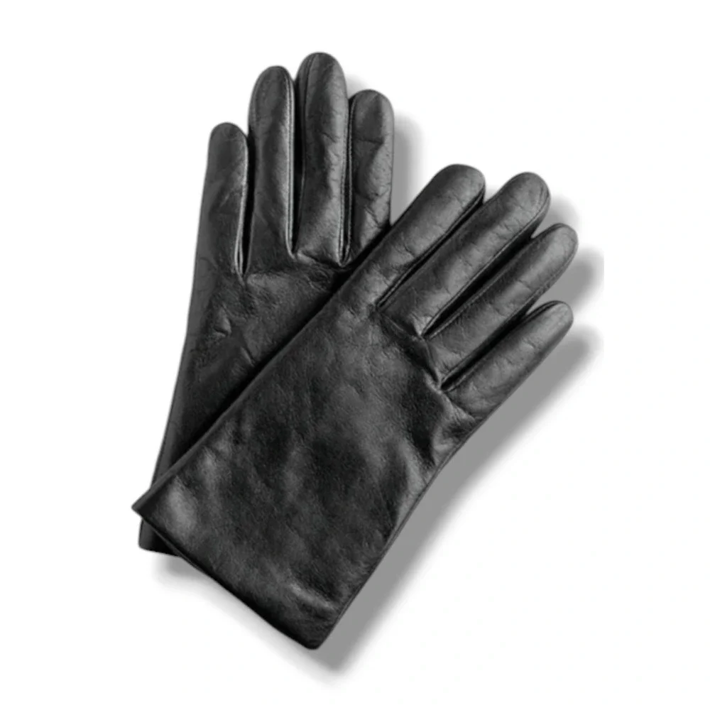 J.Crew‎ Black Leather Cashmere Lined Tech Touch Gloves Womens Size L NEW B5086